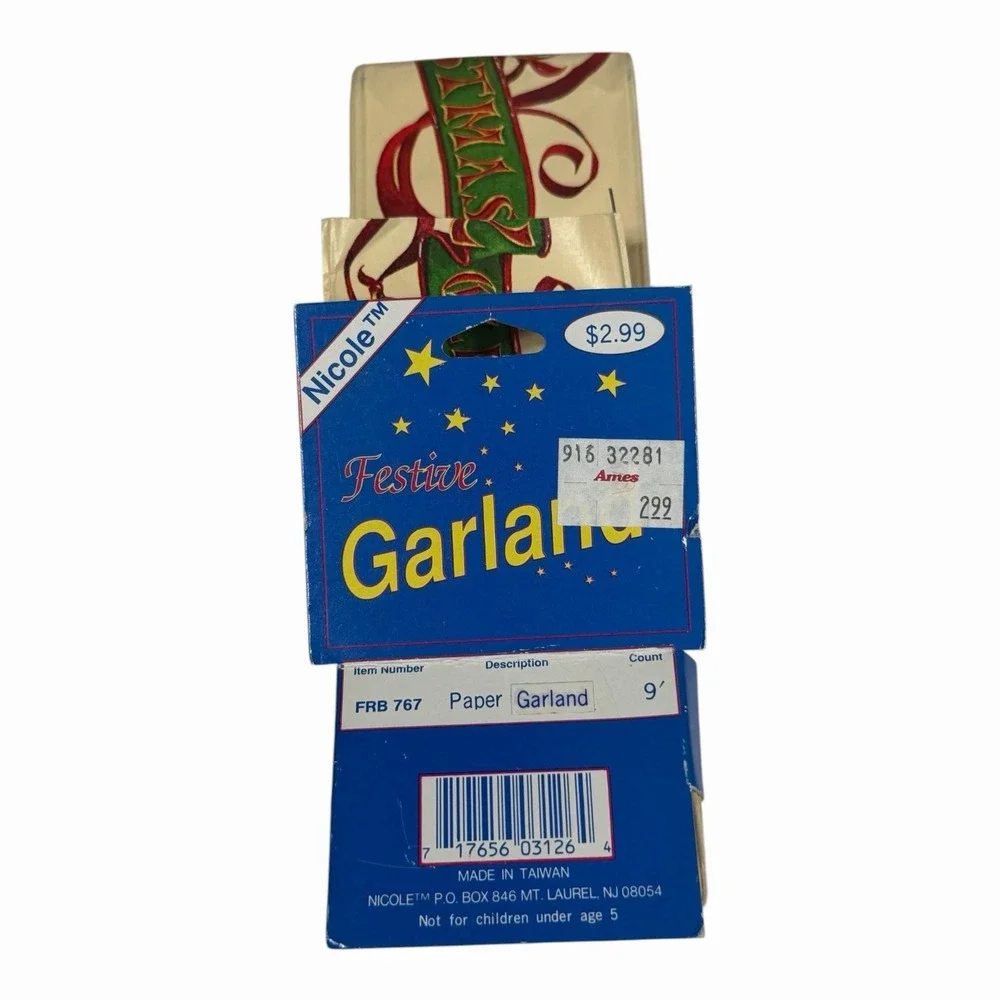 Vintage Merry Christmas Nicole Garland, 9' Long NIP Ames Paper